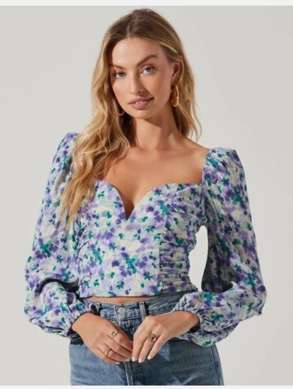 NWOT! ASTR Boho Anthro Summer Women's Ruched Top Garden Party Crop Blouse Small